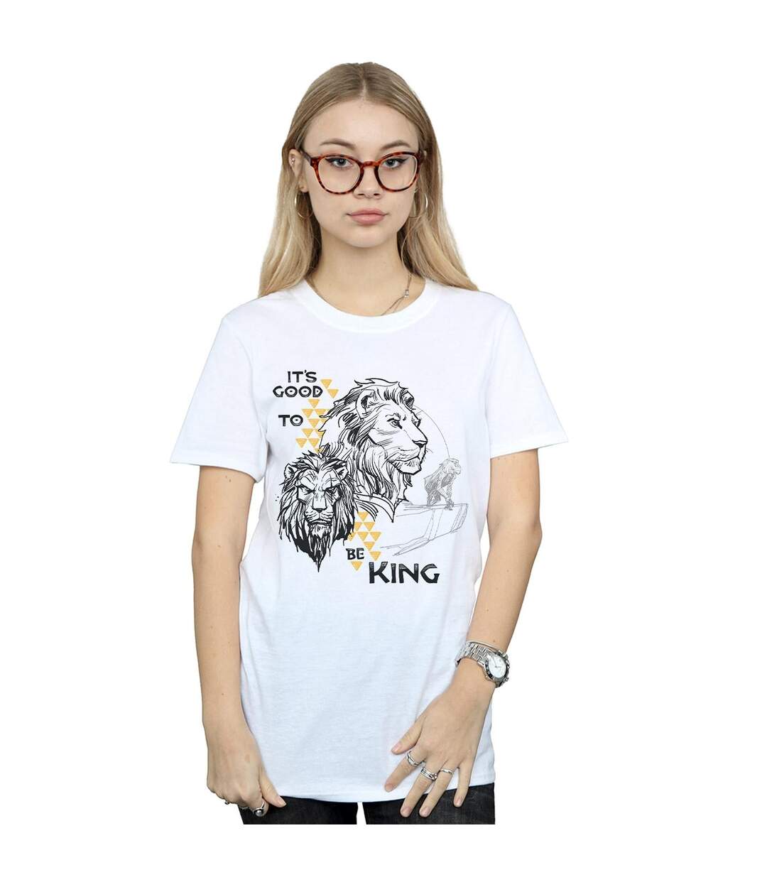 Disney Womens/Ladies The Lion King Movie It's Good To Be King Cotton Boyfriend T-Shirt (Blanc) - UTBI29258-2