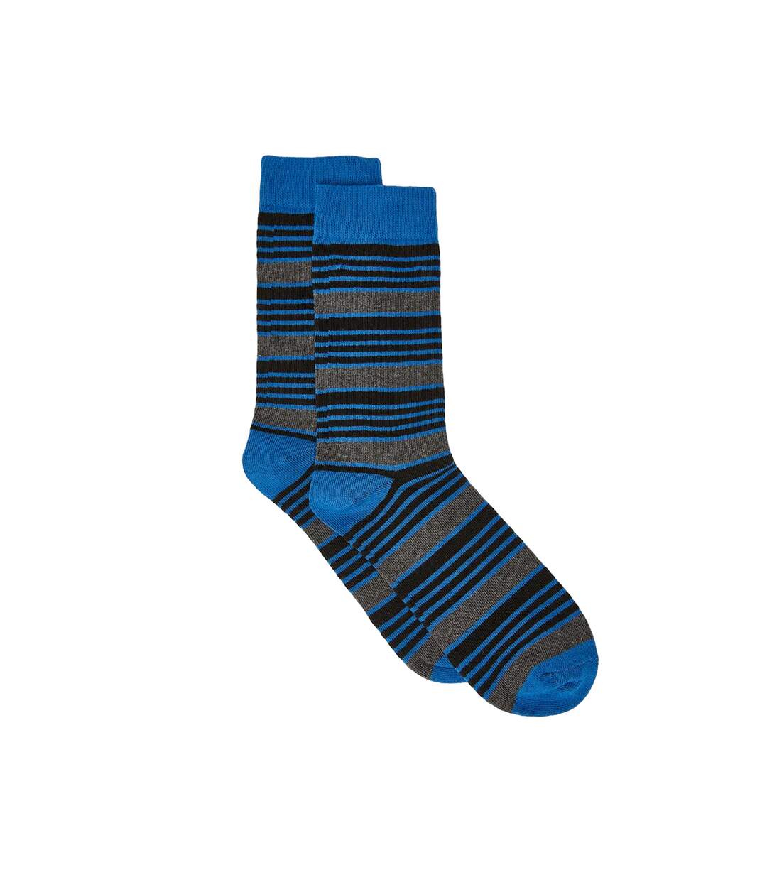 Pack of 3  Mens fine stripe socks  blue/grey/navy Maine-2