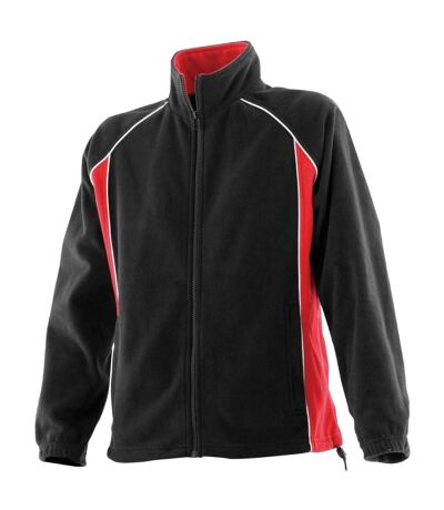 Finden & Hales Womens/Ladies Piped Sports Microfleece Fleece Jacket (Black/Red/White) - UTRW435