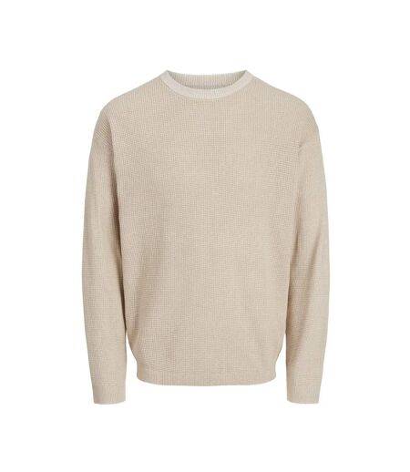 Pull beige homme jack & jones neck oxford - l