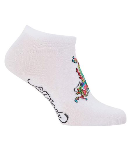 Pack Of 3  Womens/ladies Trainer Socks  White Ed Hardy