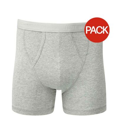 Pack of 2  Mens classic plain boxer shorts  light grey marl Fruit of the Loom