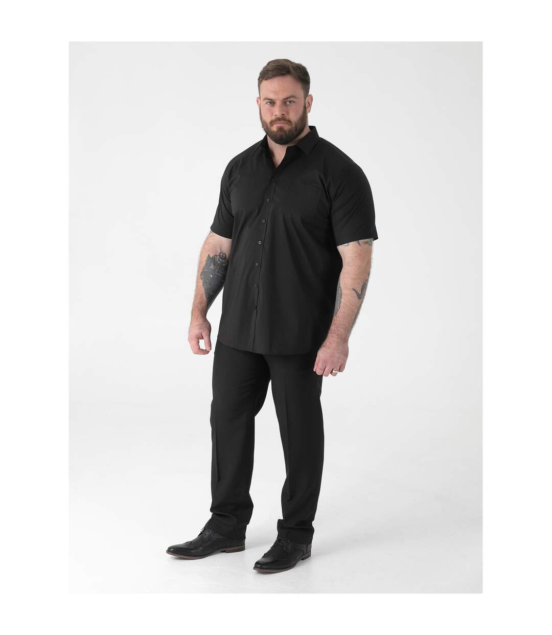 D555 Chemise Unie Manches Courtes Lucas Homme Noir Duke-1
