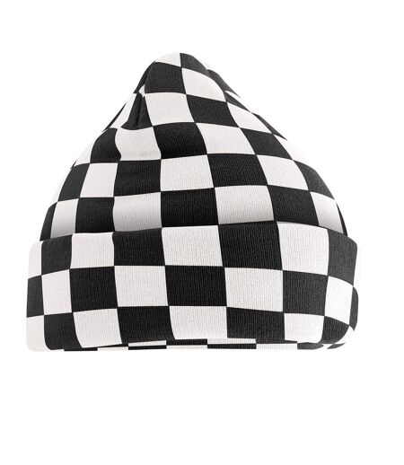 Bonnet Motif/style Damier Noir Blanc Doux Beechfield