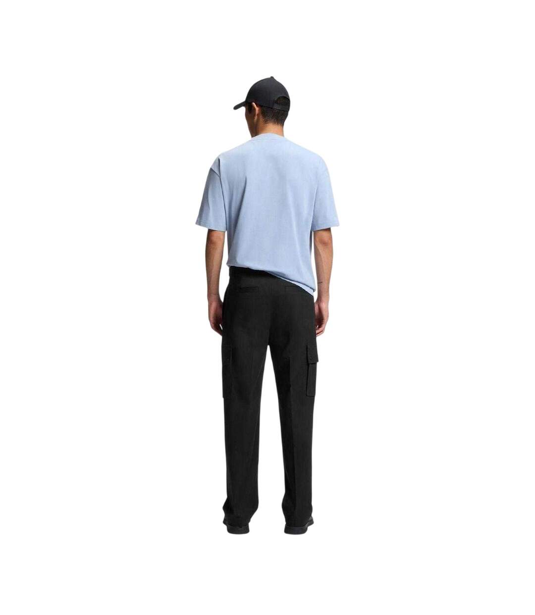 Mens Relaxed Fit Cargo Trousers Black Hugo-3