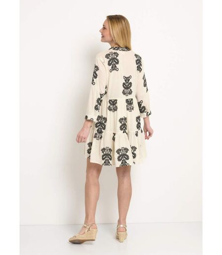 Robe cache-coeur courte brodée à volants