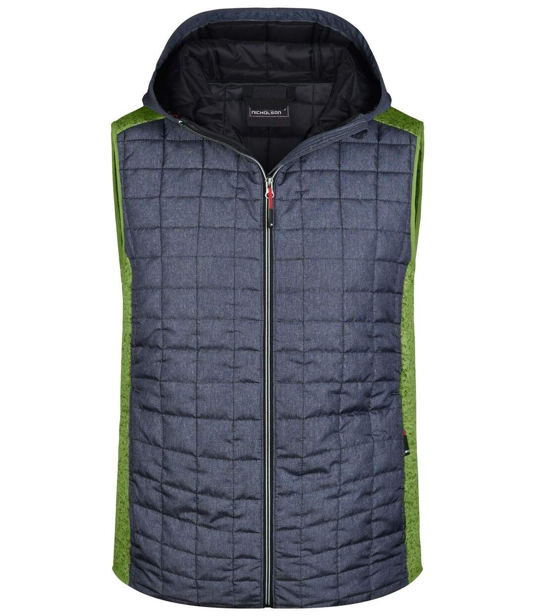 Veste tricot matelassée sans manches - homme - JN768 - gris foncé et kiwi-2