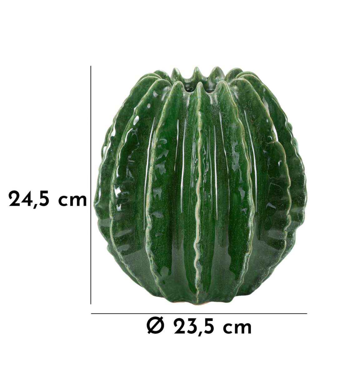 Vase Déco en Céramique Cactus 24cm Vert-5