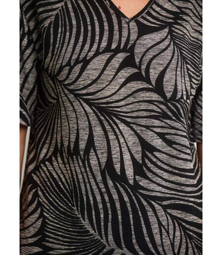 T-shirt col V maille imprimé animalier