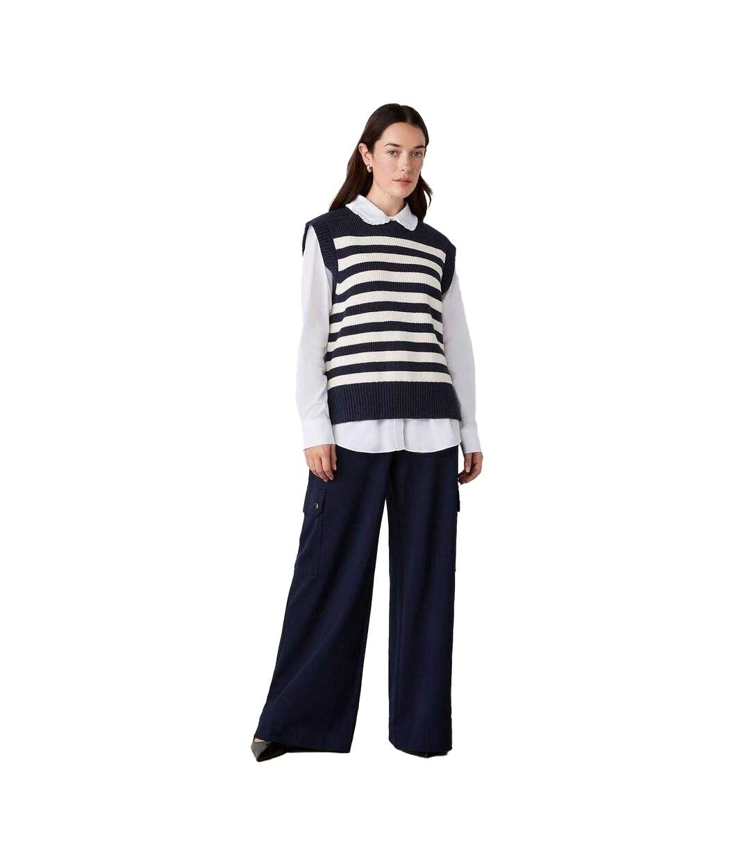 Veste Sans Manches Sans Manches Motif/style Rayures Horizontales Lexi Femme Bleu Marine Finery-1