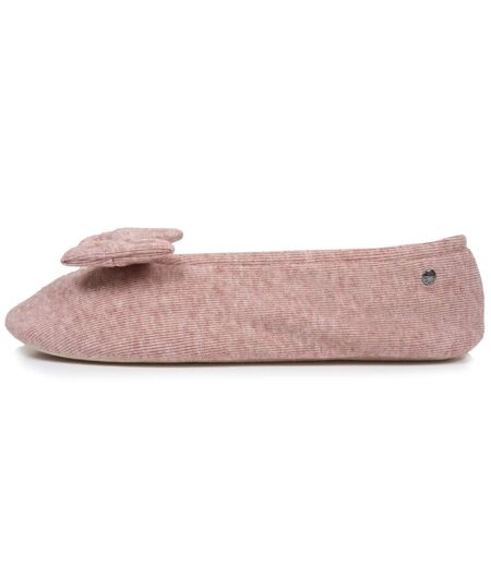 Isotoner Chaussons Ballerines femme ultra confortables, semelle en cuir, détail grand nœud