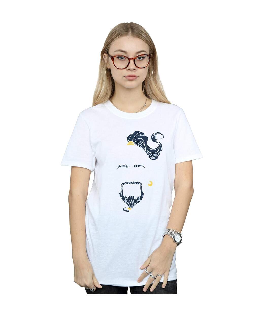 Disney Womens/Ladies Aladdin Movie Genie Blue Face Cotton Boyfriend T-Shirt (Blanc) - UTBI8094-2
