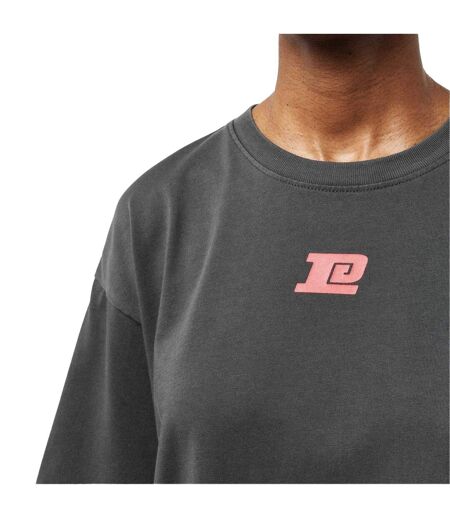 Womens/ladies Back Print T-shirt Washed Black PE Nation