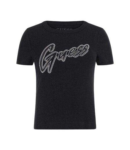 T-shirt Motif/style Strass Femme Noir Vif Guess
