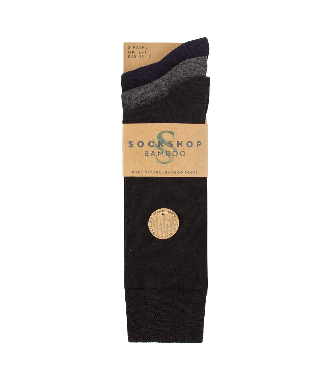 3 Pack Mens Plain and Patterned Bamboo Socks - Soft Breathable Everyday Comfort-2