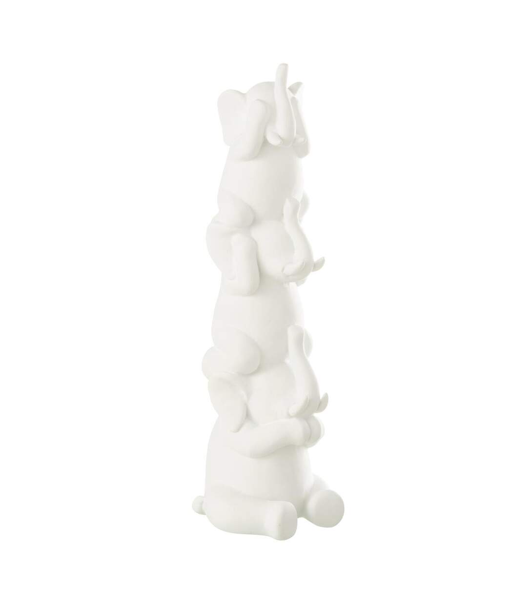 Statuette Éléphant Pyramide Burl 31cm Blanc-1