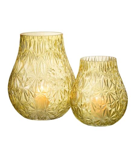 Vase Design en Verre Diamant 28cm Jaune