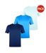 Lot De 3  T-shirts Homme Bleu Clair Bleu Bleu Foncé Donnay-1