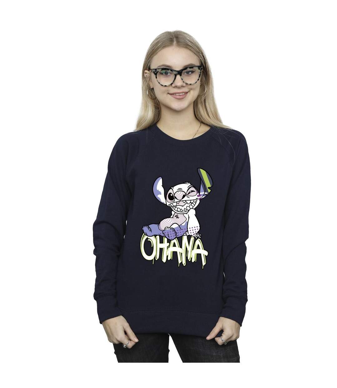 Disney - Sweat LILO AND STITCH OHANA GRAFFITI - Femme (Bleu marine) - UTBI22894-2