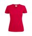 Womens/ladies V Neck T-shirt Red Printer-2