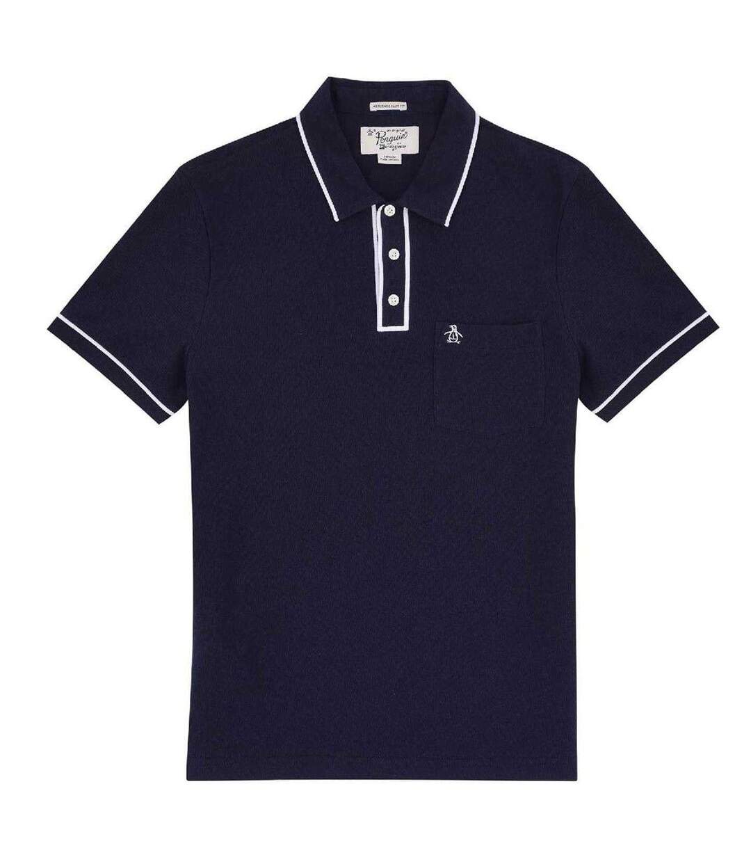 Mens Short-sleeved Polo Shirt Navy Blue Original Penguin-2
