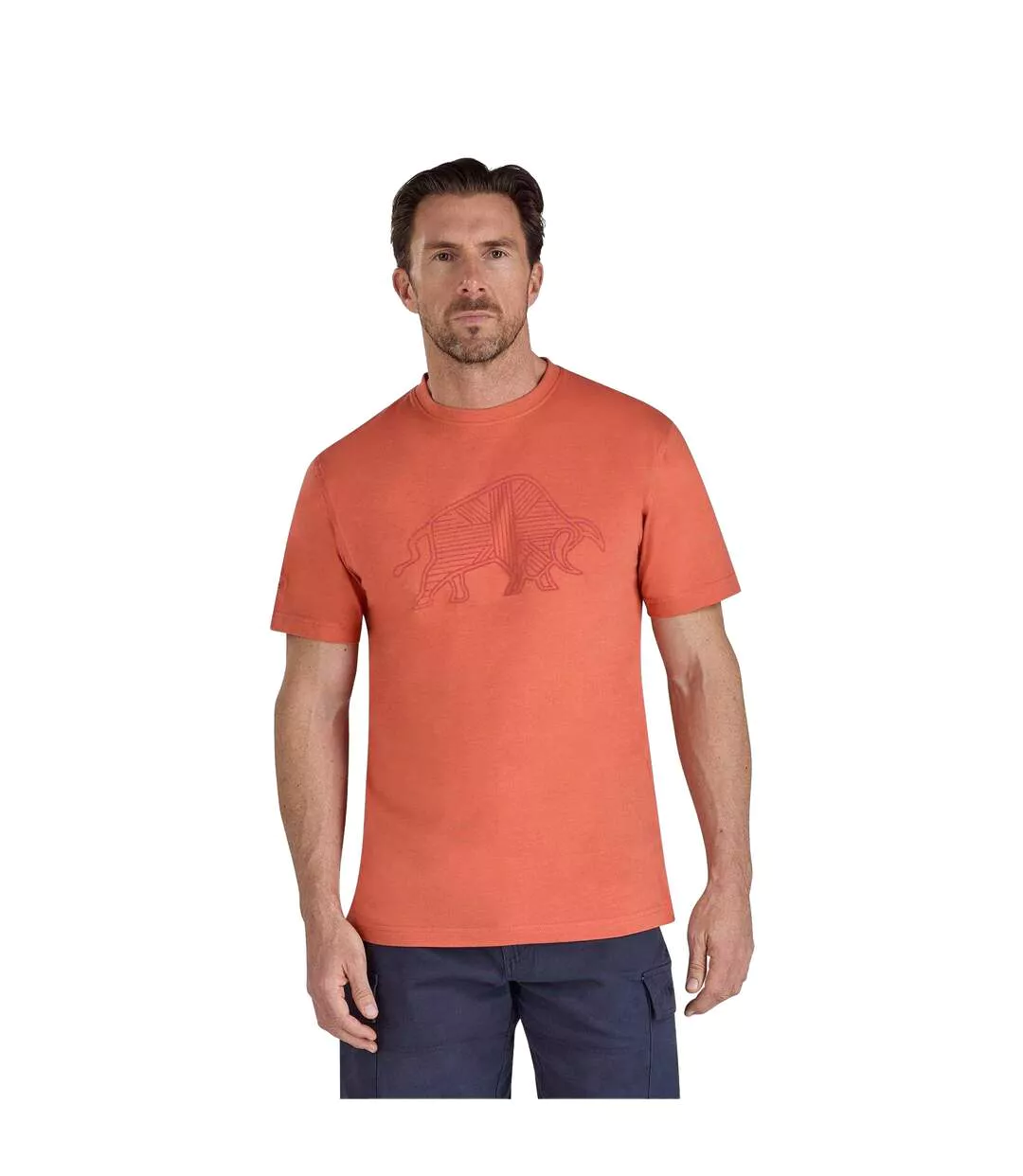 Mens Flock Union Jack Bull T-shirt Orange Raging Bull-2