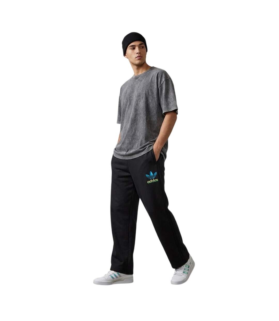 Mens Originals Fleece Airbrush Logo Joggers Black Adidas-3