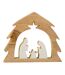 Crèche Sapin en Bois Ajourée 37cm Blanc & Naturel-1