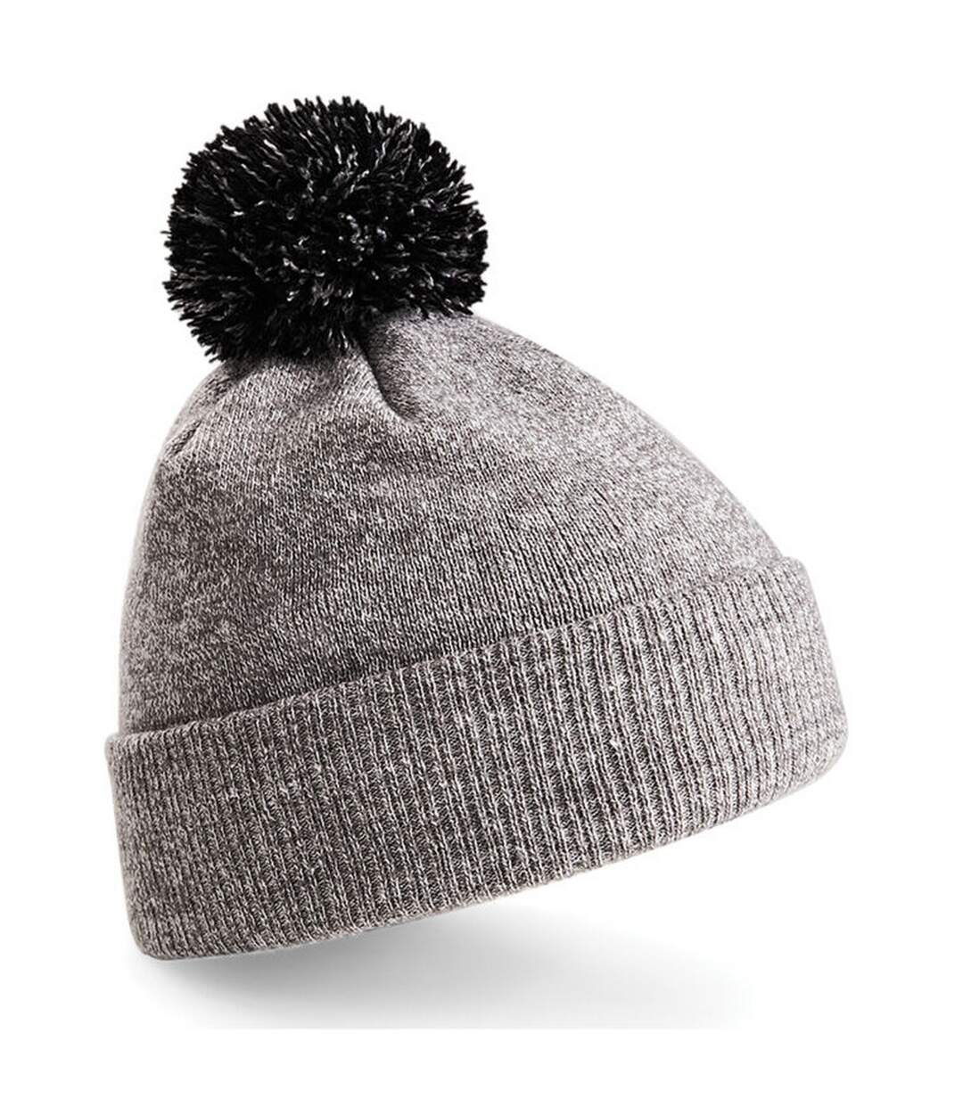 Adults unisex snowstar beanie heather grey/black Beechfield-2