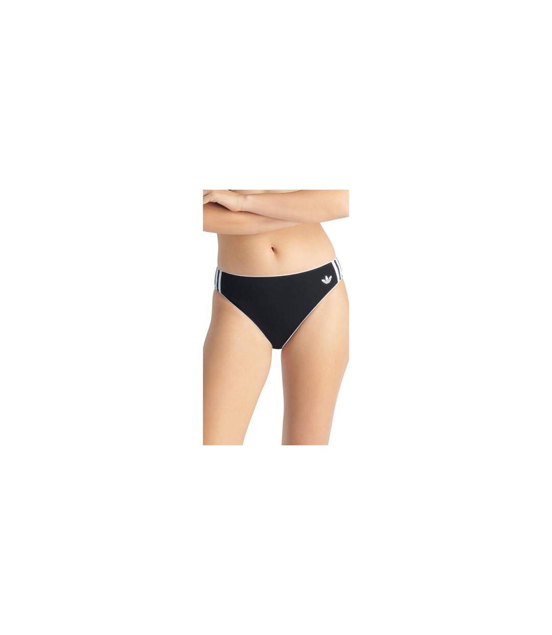 Womens/ladies Originals Adicolor 3 Stripes Cotton Bikini Bottoms Black Adidas-1