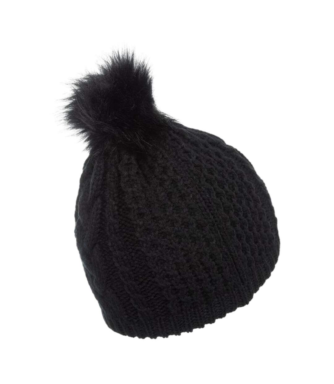 Womens/ladies Meribel Chunky Knit Beanie Black Nevica-2