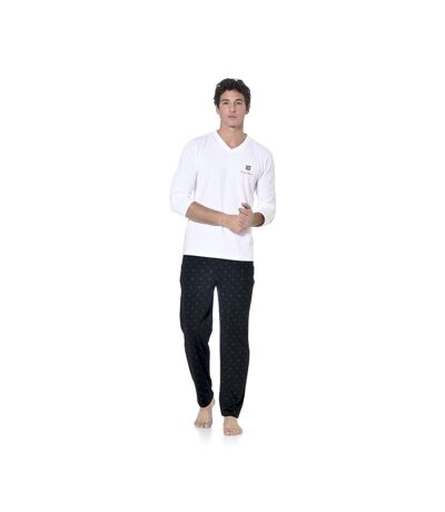SERGE BLANCO Pyjama Homme Long 100% Coton, Vêtements de Nuit Homme, Ensemble Doux et Confortable
