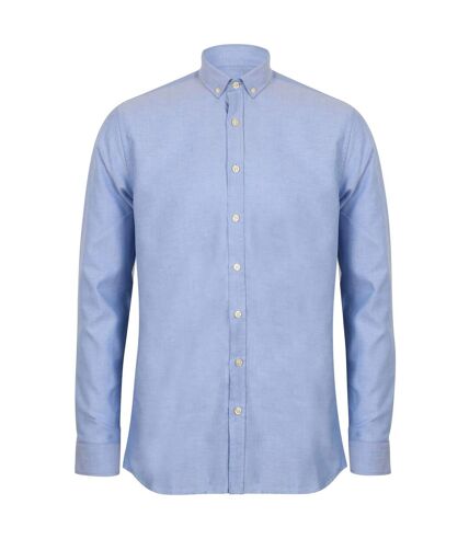 Henbury Mens Modern Long Sleeved Oxford Shirt (Blue) - UTRW5423