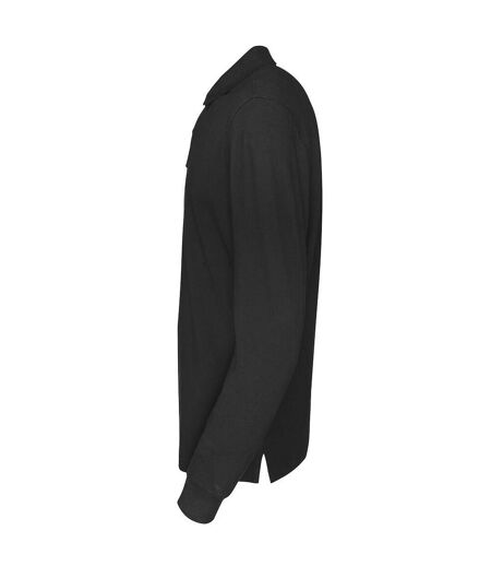 Mens Pique Long-sleeved T-shirt Black Cottover