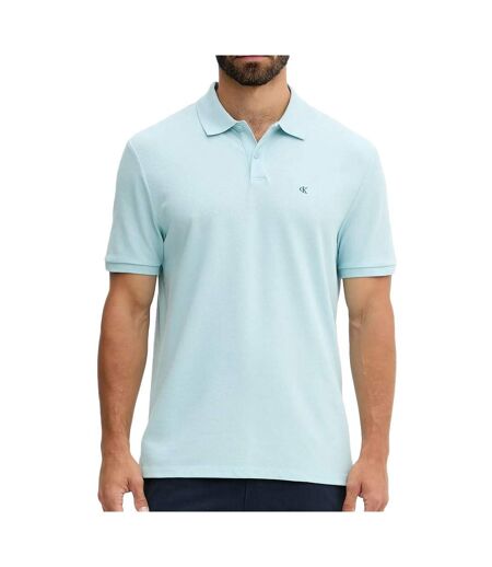 Polo bleu clair homme calvin klein jeans ss monogram pique
