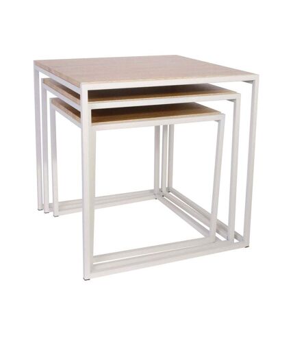 Tables carrées gigognes métal et bois (Lot de 3)