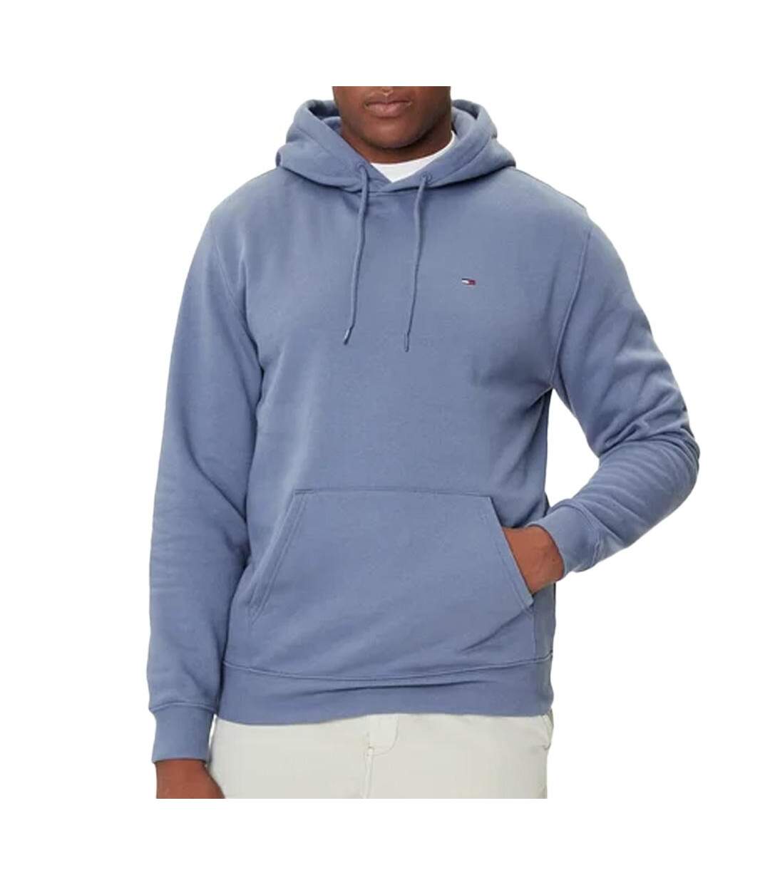Sweat à capuche bleu homme tommy hilfiger flag hoodi - l-1