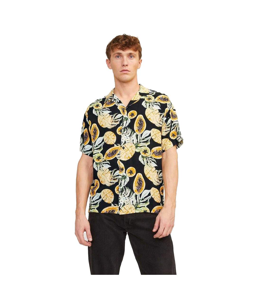 Mens Tampa Papaya Regular Short-sleeved Shirt Black Jack And Jones-2