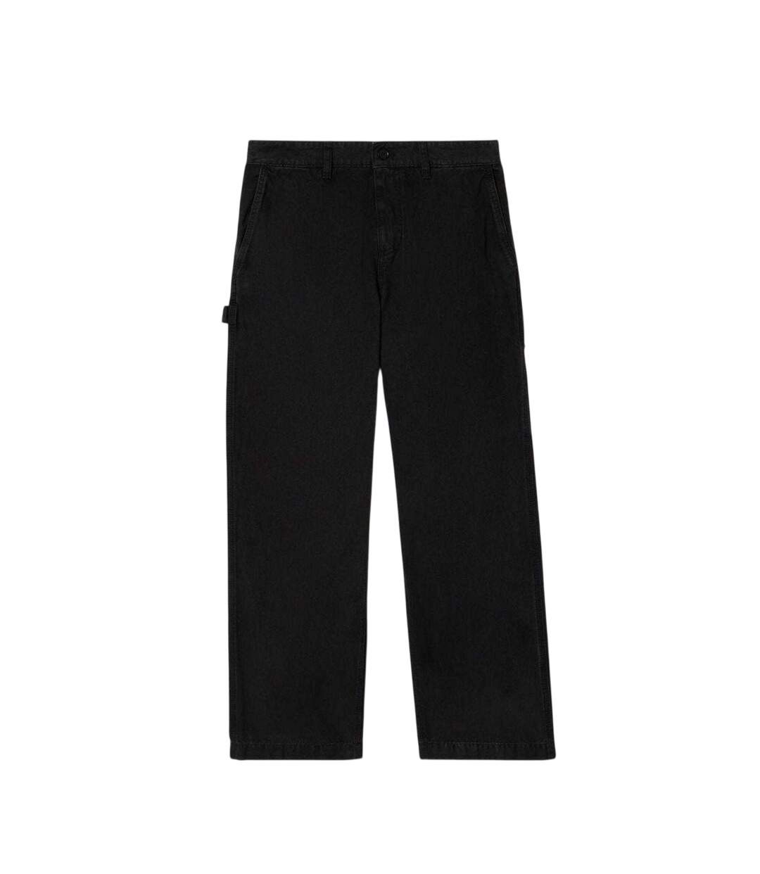 Mens Cotton Canvas Carpenter Straight Trousers Black Lacoste-2