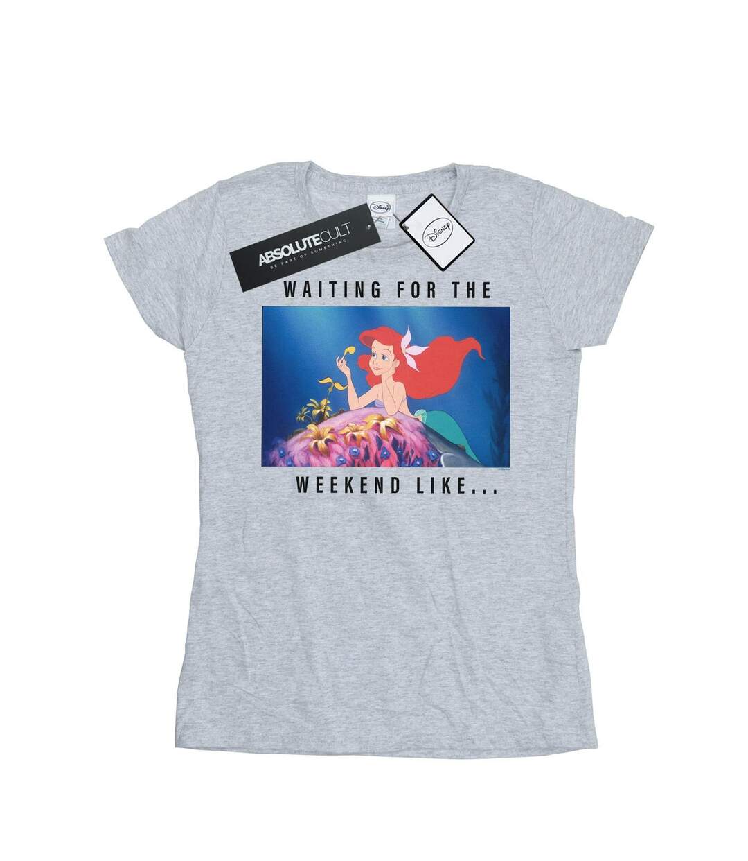 Disney Princess - T-shirt ARIEL WAITING FOR THE WEEKEND - Femme (Gris chiné) - UTBI37128-1