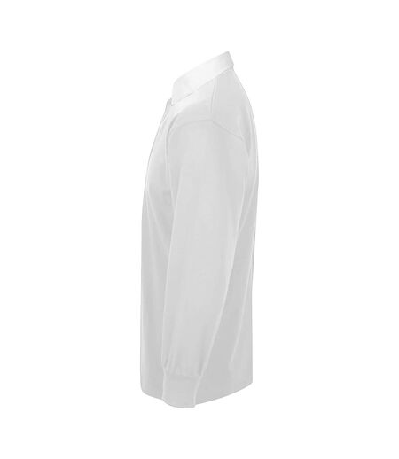 Polo de rugby à manches longues 100% coton homme blanc/blanc Front Row