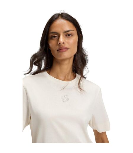 T-shirt Motif/style Strass Femme Blanc Boss