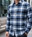 CHALLENGER BOB — Chemise à carreaux manches longues flanelle bleu/blanc : la douceur chaude au quotidien-1