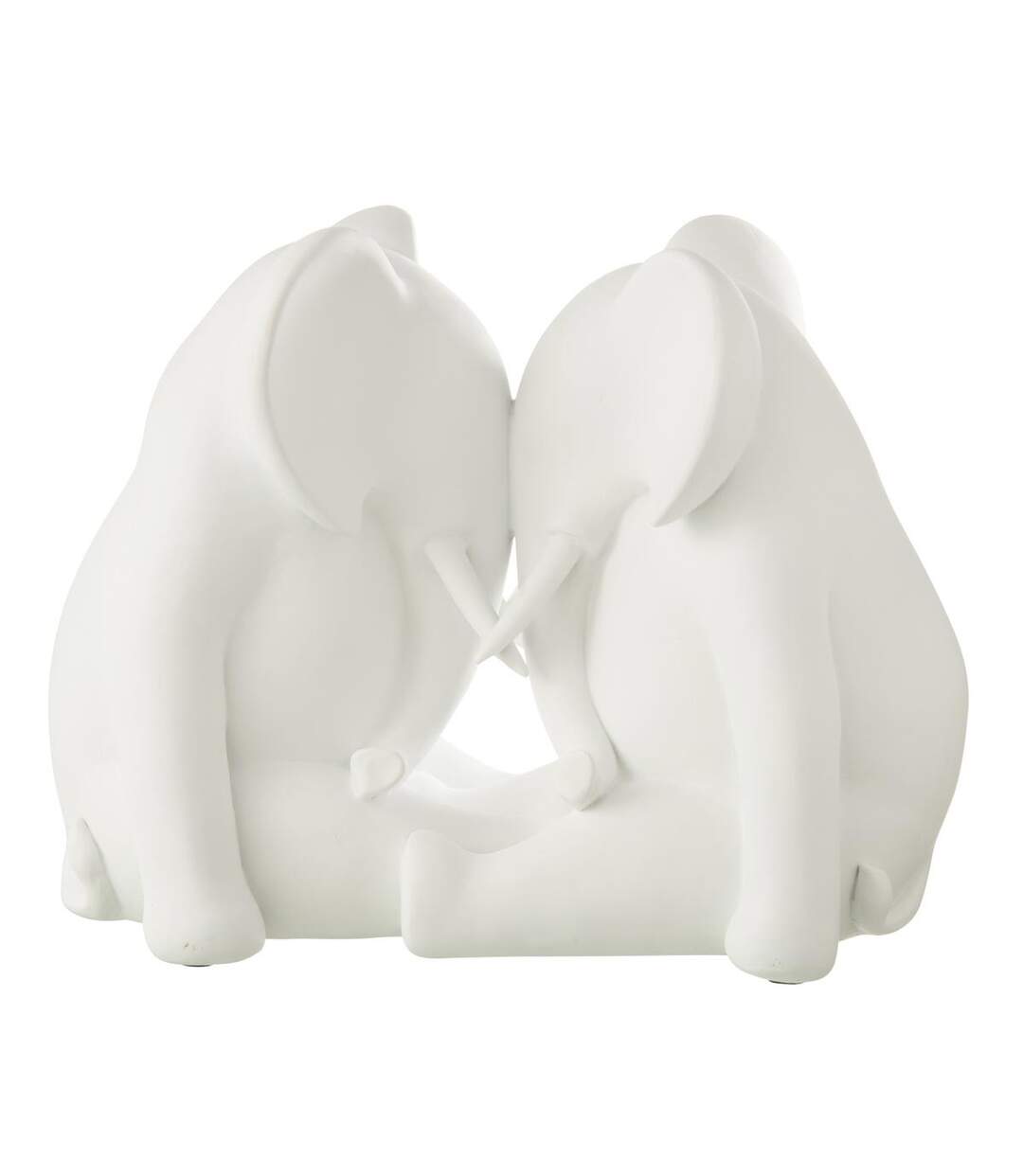 Statuette Éléphant Face à Face Burl 36cm Blanc-1