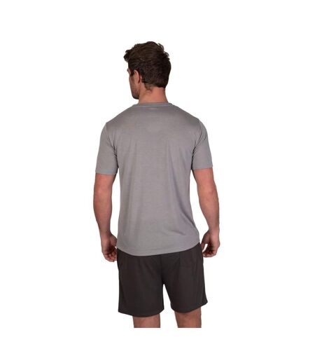 Mens crew neck short pyjama set light grey marl/charcoal Light And Shade