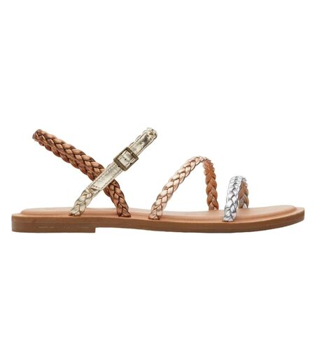 Womens/ladies kira metallic sandals silver/gold Toms