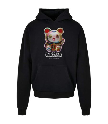 Mens Welcome Cat Ultra Heavy Oversized Hoodie Noir Mister Tee