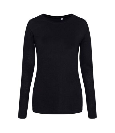 Awdis Womens/Ladies Triblend Long-Sleeved T-Shirt (Solid Black) - UTRW9782