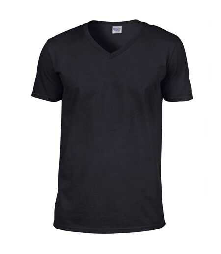 Gildan Mens Soft Style V-Neck Short Sleeve T-Shirt (Black) - UTBC490