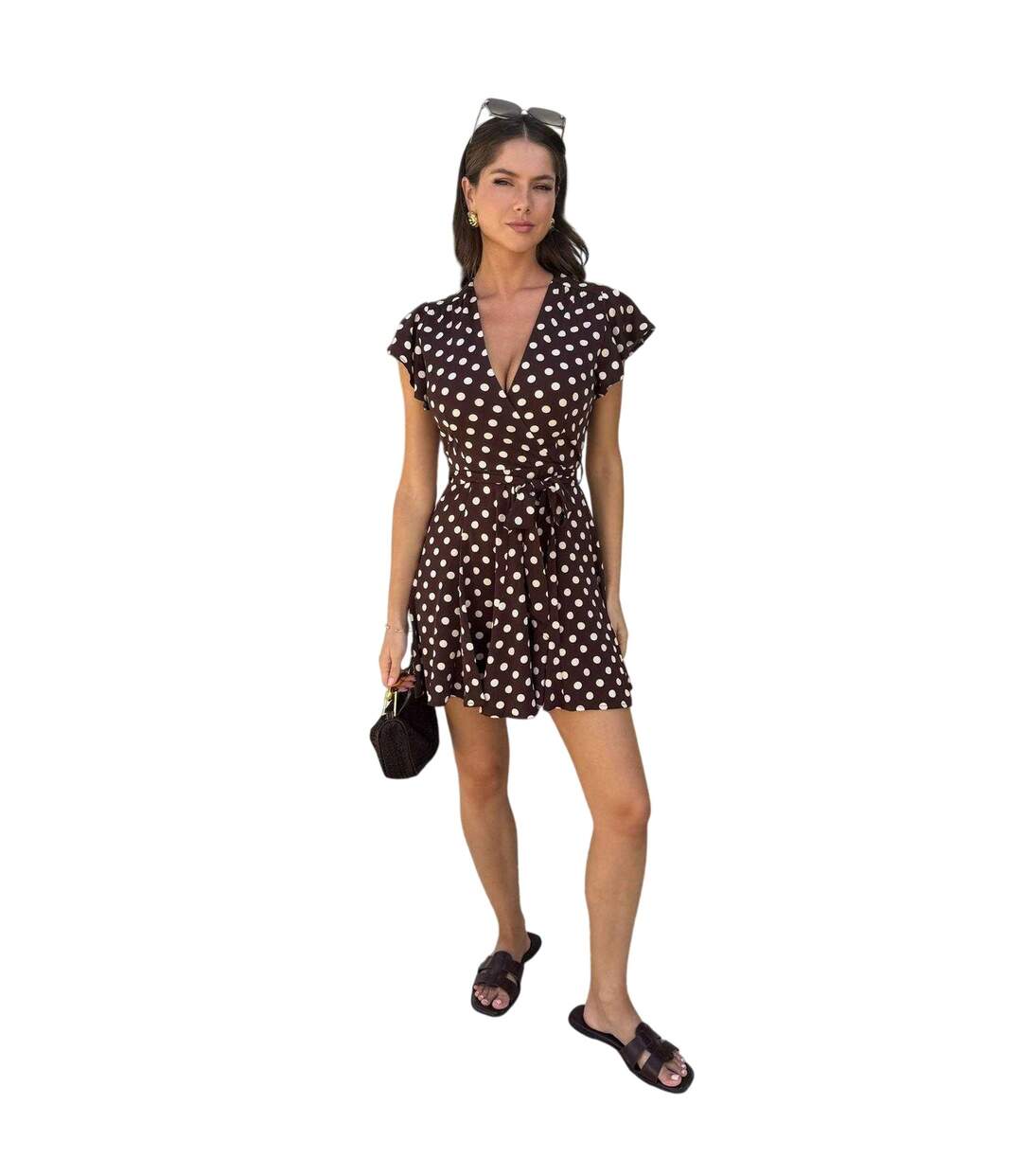 Robe Portefeuille Motif/style À Pois Femme Marron AX Paris-4
